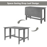 ZNTS TOPMAX Farmhouse Wood Extendable Dining Table with Drop Leaf for Small Places, Gray WF322911AAE