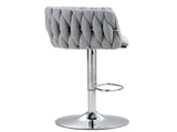 360&deg Fabric cover Swivel Bar Stools Set of 2, Adjustable Counter Height Bar Chairs with Woven Back & W2215P184994