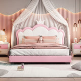 ZNTS Full size Upholstered Princess Bed With Crown Headboard,Full Size Platform Bed with Headboard and WF303337AAH