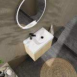 24 Inch Bathroom Vanity with Ceramic Basin, Wall Mounted Floating Vanity Sink Combo, Wooden Storage W1972P190341