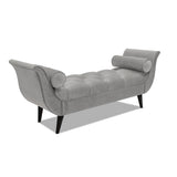 Alma Tufted Flared Arm Entryway Bench, Opal Grey Velvet B2719P238451