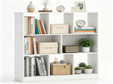 8-Cube Storage Bookcase, 3-Tier Modern Freestanding Bookshelf with 6 Open & 2 Closed Compartments, 53403290