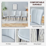 Modern minimalist dining chairs and office chairs. 2-piece set of light gray PU seats with black W1151116749