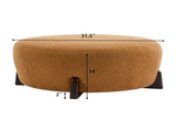 Modish Round Ottoman Boucle Top with Splayed Rubber Wood Legs, Pumpkin Orange N769P346256O