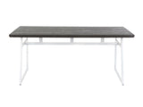 Dining Table in Vintage White Metal and Espresso Wood-Pressed Grain Bamboo B202P223351