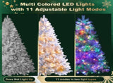6FT Sliver Pre-Lit Artificial Christmas Tree, Hinged Full Tree with Metal Stand, 800 Branch Tips, 27922000