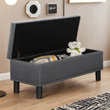 Storage Ottoman Bench Wood Legs, Upholstered Bedroom Bench Button-Tufted, Storage Bench T3593P335743