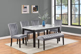 1pc Gray Black Bench Dining Room Velvet Fabric Upholstery Kitchen Dining Wooden Furniture B011P261193