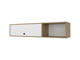 Roslyn Wall-Mounted Cabinet with Lift-Up Door, Open Compartments, Natural Oak and White B128P287526