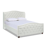 Fontana Wingback Upholstered Platform Bed Frame, Queen, Antique White Polyester B2719P245938