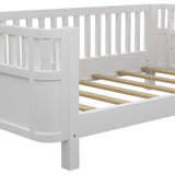 Twin Size Wood Platform Bed for Kids, Wood Low Profile Twin Bed with Rails for Girls and Boys, W2593P190148