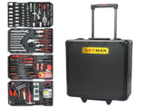 Black Hand Tool Box with 4 Layers of Toolset and Wheels 46037616