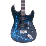 ZNTS Lightning Style Electric Guitar with Power Cord/Strap/Bag/Plectrums Black & Dark Blue 86515005