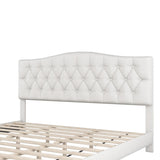 Upholstered Platform Bed with Saddle Curved Headboard and Diamond Tufted Details, King, Beige WF294420AAA