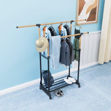 ZNTS 1pc, with wheels independent clothes rack , laundry drying rack, foldable and adjustable length, 61316635