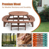 10-12-person Round Outdoor Wooden Picnic Table for Patio, Backyard, Garden, DIY with 1 Built-in Ring W1422P269604