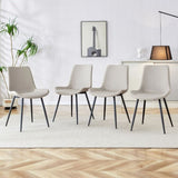Light gray artificial leather backrest dining chair, black metal legs, curved widened W1151126209