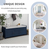 Storage Bench with 3 Shutter-shaped Doors, Shoe Bench with Removable Cushion and Hidden Storage 51949526