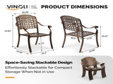 Patio Chairs Set of 2 - Stackable Outdoor Cast Aluminum Dining Chairs with Vintage Bronze Finish and 93816729