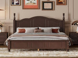 Full Size Wood Platform Bed Frame,Retro Style Platform Bed with Wooden Slat Support,Dark Walnut WF308186AAD