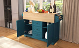 K&K 55.7'' Large Kitchen Island with 2 Drop Leaf,, Rolling Kitchen Cart on 5 Wheels with Power N707P186617E