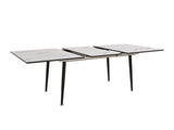 47" expandable to 63" inch MDF square white marble patterned dining table, modern industrial kitchen W2189P174790