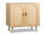 Modern Rattan Shoe Storage Cabinet with Double Doors and Adjustable Shelves, Accent Cabinet for 48636771