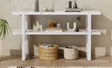 TREXM Retro Elegant Console Table with Marble-Effect Top and Versatile Storage Solutions for N715P196906K