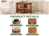 Bamboo Shower Stool with Storage Shelf,Natural 74771942