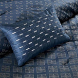 7 Piece Jaquard Comforter Set Navy Queen B03596958