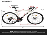 700Cx28 Road Bike, Lightweight Aluminum Frame, Disc Brakes, 16-Speed, Fast Acceleration, Suitable 50657353