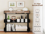 3-Tier Industrial Bookshelf with Anti-Falling Guardrails, 33 LBS Per Shelf Storage Organizer - Black 77860202