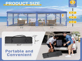 10x20 ft Blue Pop Up Canopy Tent, Instant Folding Shelter with 6 Mesh Panels, 2 02852761