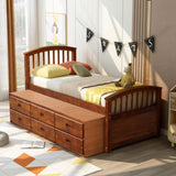 ZNTS . Twin Size Platform Storage Bed Solid Wood Bed with 6 Drawers 13384169