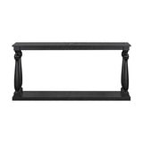 U_STYLE Vintage Wood Grain Console Table with Bottom Shelf and Four Vase Legs, Suitable for N711P256976B