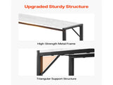 Modern Marble Console Table with Power Outlet, Slim Sofa Side Table Featuring Iron Tubes, 39516772