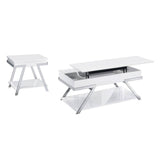 Contemporary Style White 1pc End Table High Gloss Finish Chrome Frame Gorgeous Living Room Furniture B011P207455