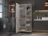 Portland 5-Shelf Linen Cabinet with Mirror White B06280256