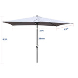 10 x 6.5t Rectangular Patio Solar LED Lighted Outdoor Umbrellas with Crank and Push Button Tilt for W65642332