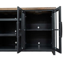 96 inch TV Stand Console for TVs up to 100 inches, No Assembly Required, Black and Whiskey Finish B108P160147