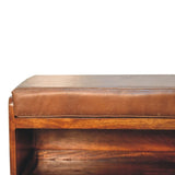 Artisan Furniture Solid Wood Buffalo Hide Pull out Chestnut Shoe Storage Bench B182P280799