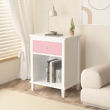 26.77''H Wooden Nightstand with One Drawer One Shelf for Kids, Adults, Pink 61855296