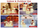 3Pcs 2D Christmas Snowman Yard Decoration Snowman Family Outdoor Decoration With 60Pcs LED Warm 40271648