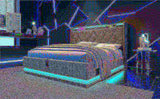 Queen size Upholstered bed, 360 surround LED function, Buttons/Apps/Remote Control, hydraulic N736P188807G