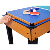 ZNTS 5-in-1 Multi-Game Table - Billiards, Push Hockey, Foosball, Ping Pong, and Basketball brown /blue W465P164156