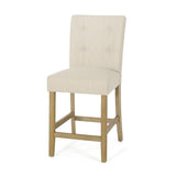 Contemporary Fabric Button Tufted 26 Inch Counter Stools, Set of 2, Beige 71254.00BGE