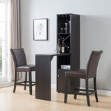 Bar Cabinet, Extended Table Kitchen Cabinet with Wine Bottle Compartment & Open Shelving, Red Cocoa B107130858
