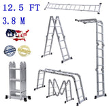 Practical 12-Step Joints Aluminum Folding Ladder Silver 63828258