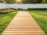 8 ft L x 17 in Wooden Garden Pathway, Decorative Wooden Walkway for Backyard & Wedding Party 74122955
