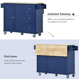 Rolling Mobile Kitchen Island with Drop Leaf - Solid Wood Top, Locking Wheels & Storage Cabinet 52.7 00868324